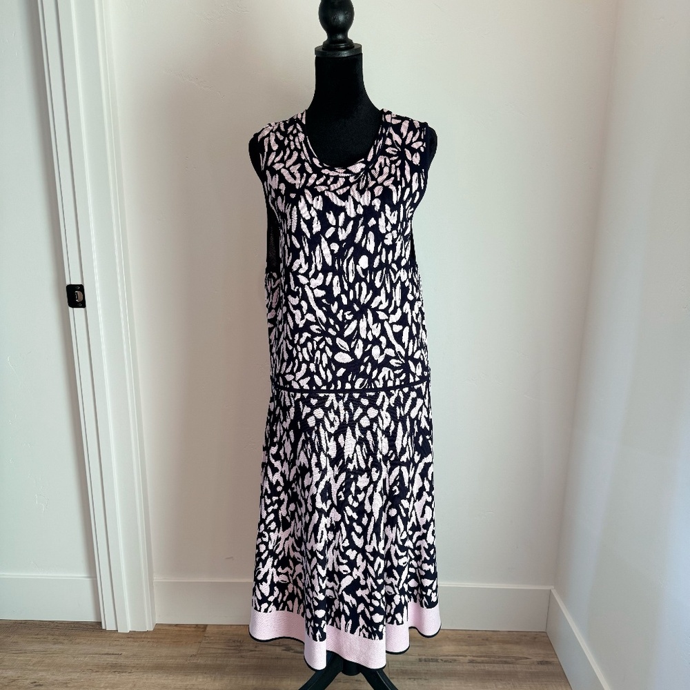 Print Sleeveless Fit & Flare Sweater Dress